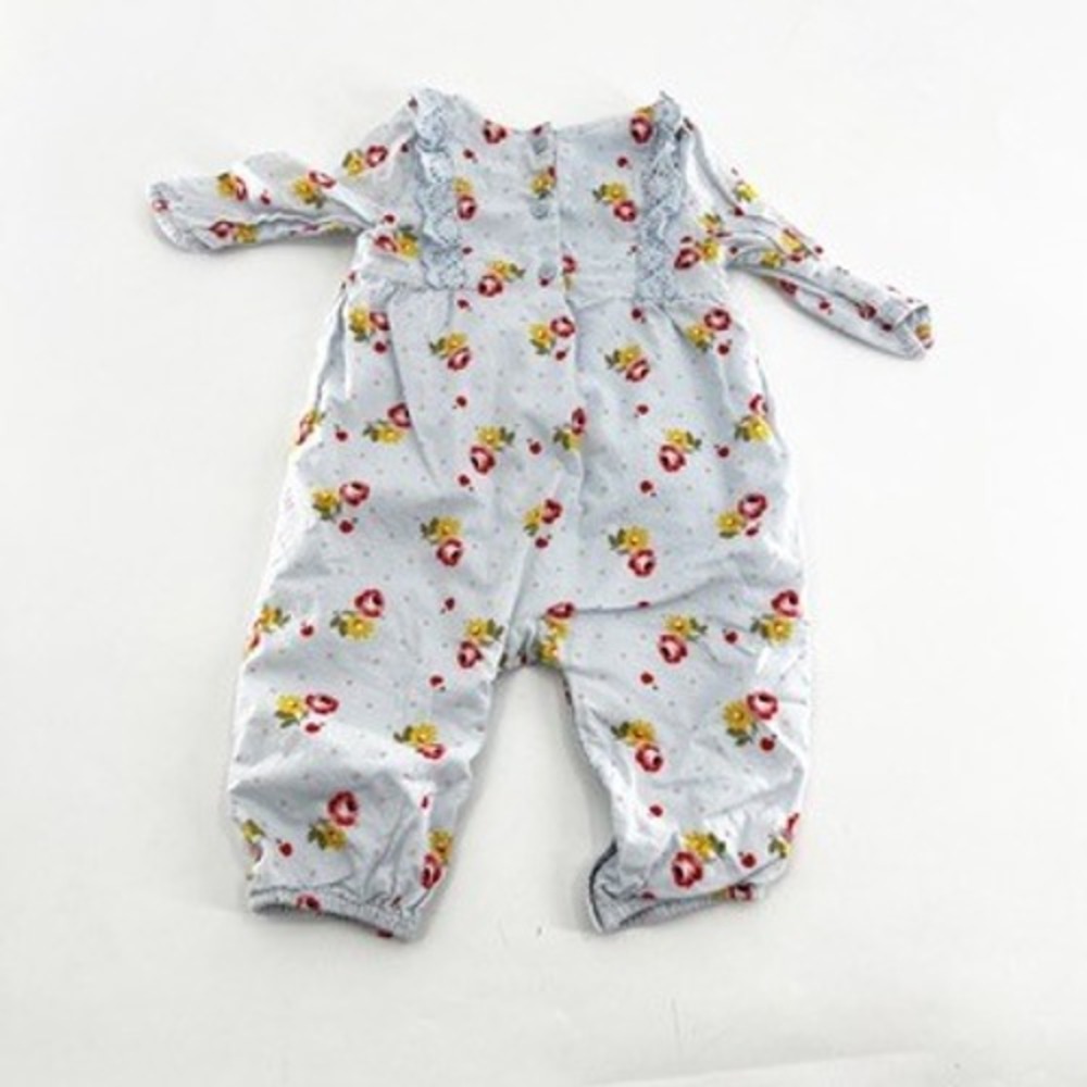 Baby GAP Floral Print Ruffle‎ Trim Romper Size 3-6 Months Light Blue